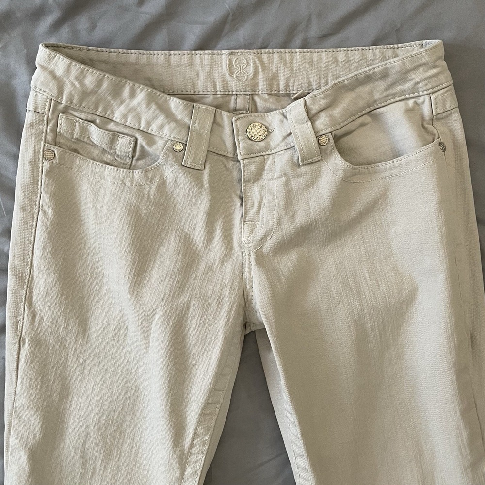 Bebe Jeans Womens 30 Kayla Chained Embroidered Flared Gray - Picture 4 of 12